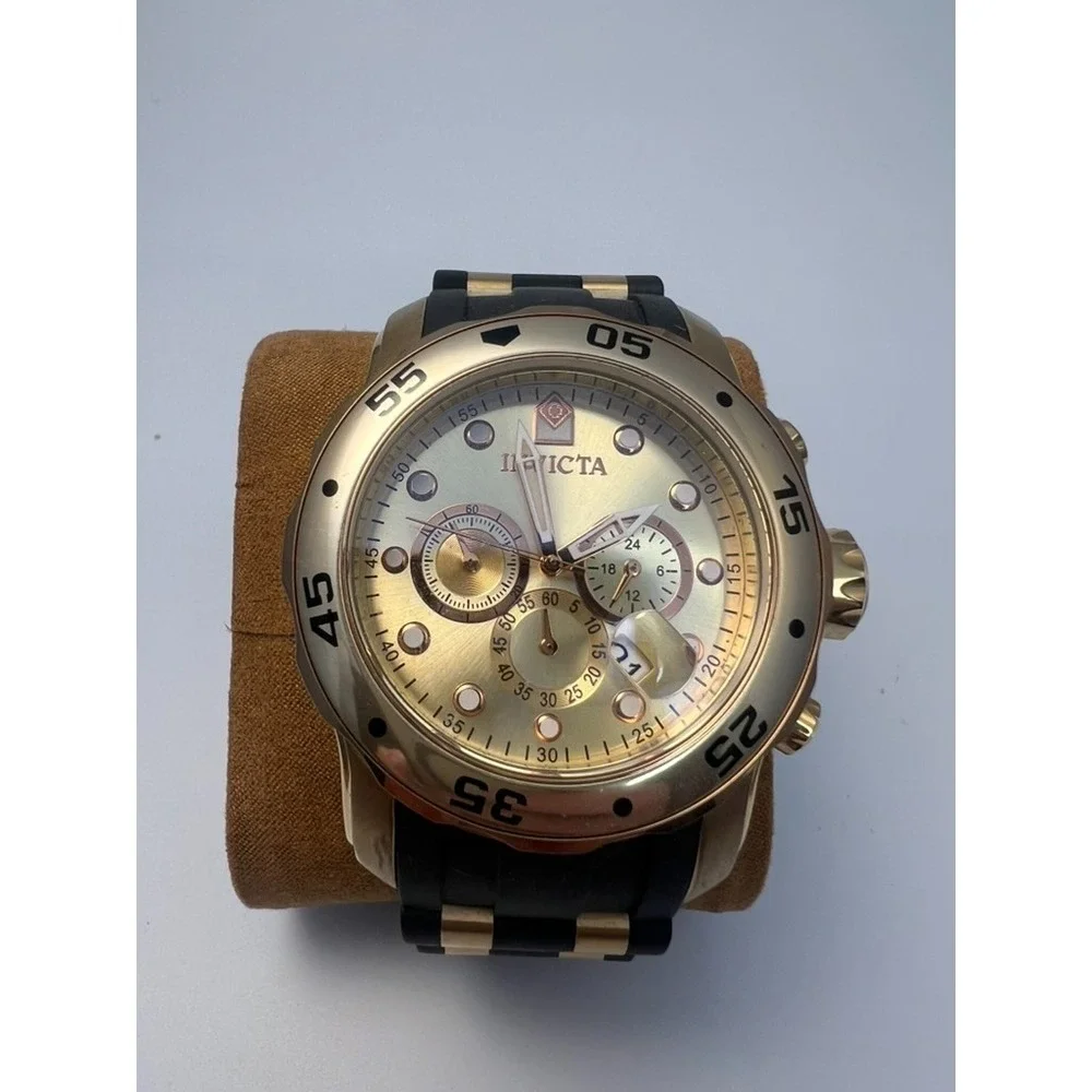 #W013 Invicta Pro Diver Scuba 17884 Swiss Quartz Chronograph 48mm Gold Watch